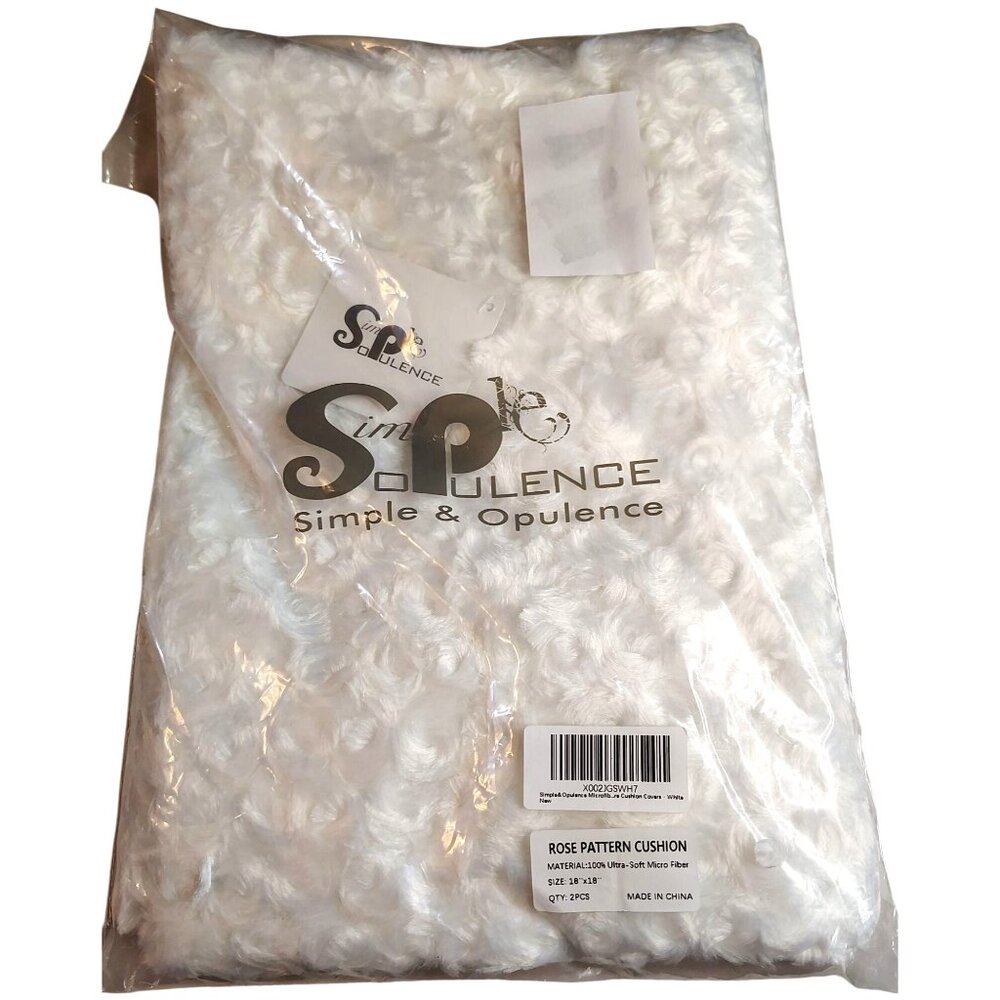 Rose Pattern Pillow Covers 18x18 White Micro Fiber Simple & Opulence 2 in Pack